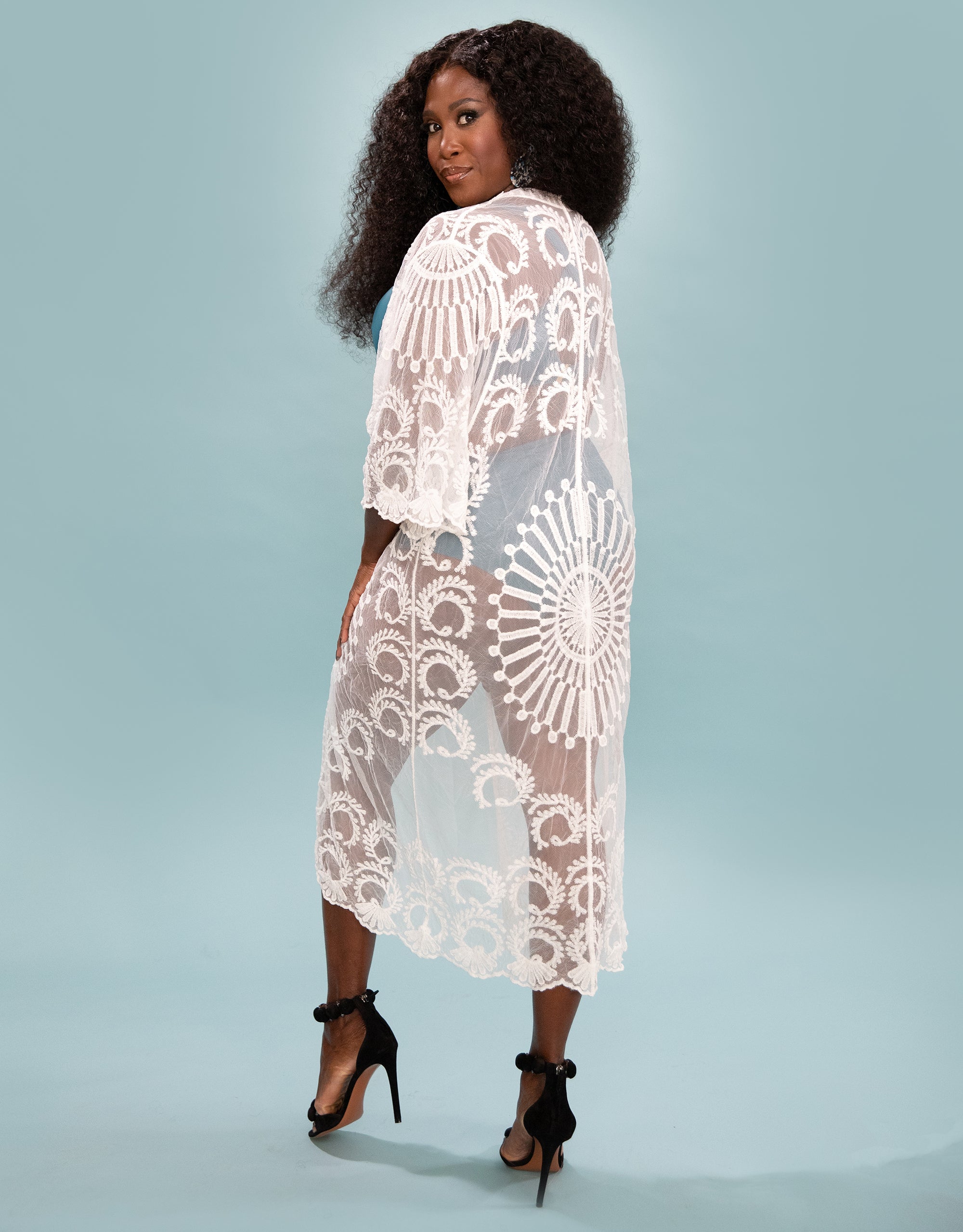 Beach Kimono Mambo Long Ivory