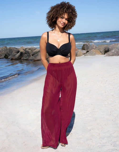 Pants Sheer transparent bordeaux