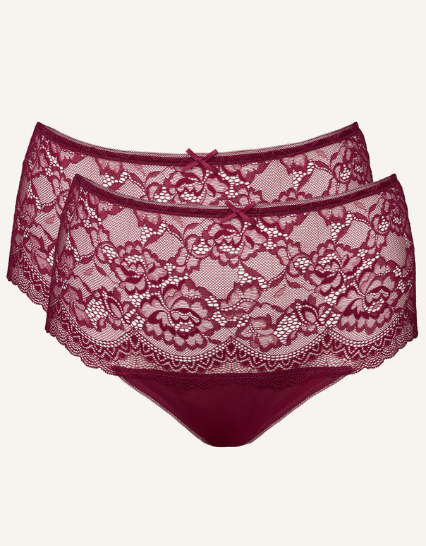 High Thong Set 2x Lace Basic Bordeaux