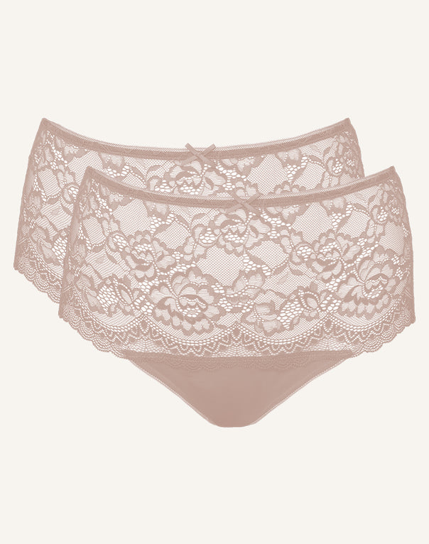 High Thong Set 2x Lace Basic Cappuccino