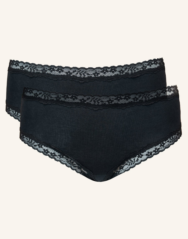 High-Panty-Set 2x "Cotton-Lace Basic" black