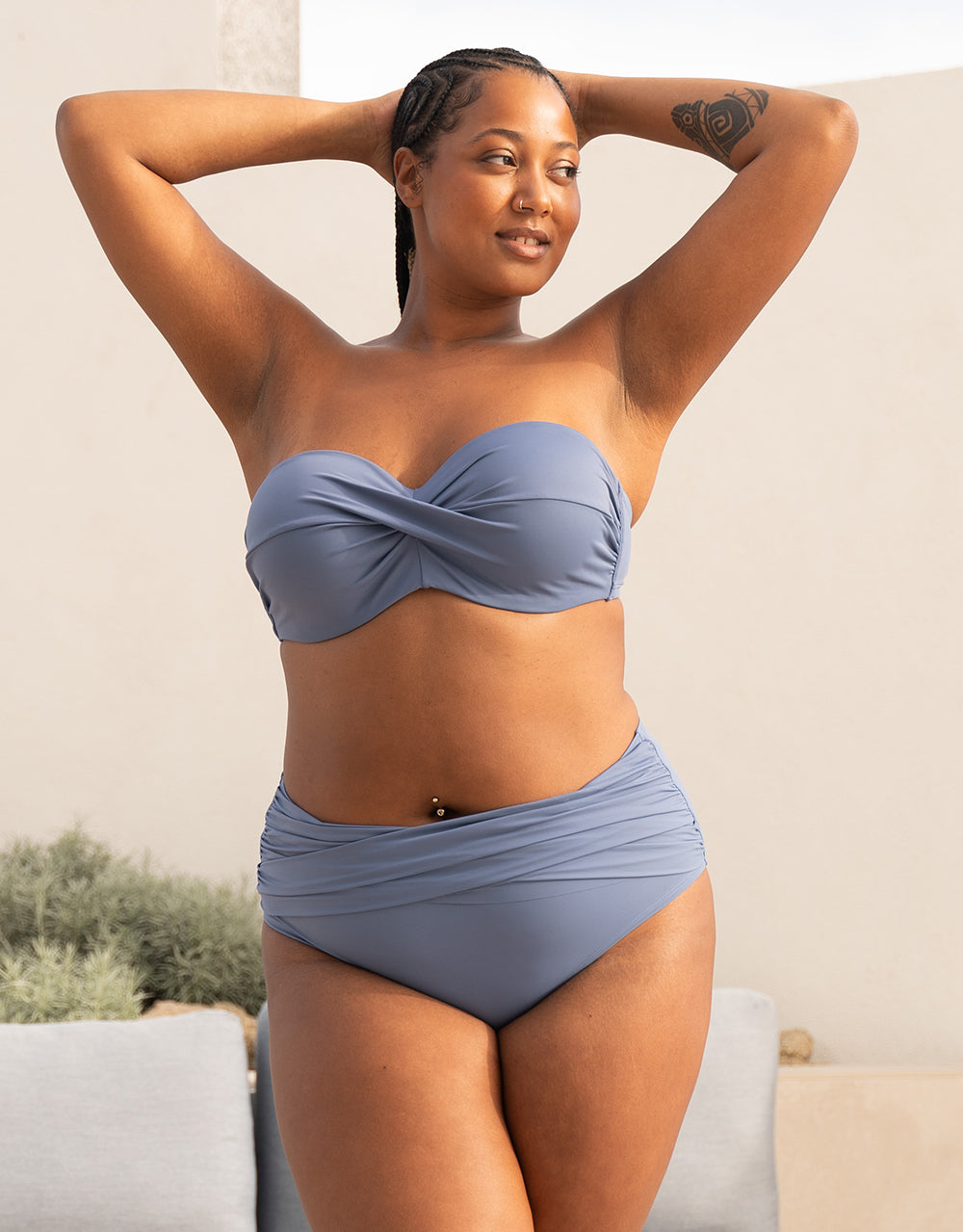 Bikini-High-Panty "Valencia" blue-grey