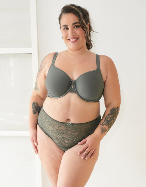 High Thong Set 2x Lace Basic Olive