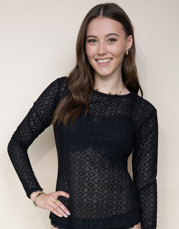 Long-Sleeve Top Geo black